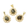 Ion Plating(IP) Natural Mixed Gemstone Teardrop with Plastic Pearl Beaded Pendant G-E599-01G-2