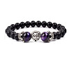Natural Frosted Stone Round Beads Stretch Bracelets QM6104-10-1