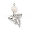 Natural Cultured Freshwater Pearl & Brass Pendants KK-U062-17P-1