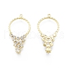 Brass Micro Pave Clear Cubic Zirconia Pendants KK-C006-15G-1