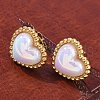 304 Stainless Steel Shell Heart Stud Earrings for Women EJEW-Z095-02G-3