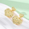Hammered Heart Brass Dangle Stud Earrings EJEW-R025-23G-3