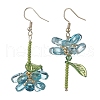 304 Stainless Steel Flower Dangle Earrings EJEW-MZ00461-03-2