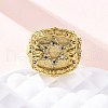 Star of David 304 Stainless Steel Rhinestone Finger Rings for Women RJEW-B121-02C-G-3