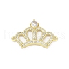 Brass Clear Cubic Zirconia Crown Connector Charms KK-D317-146G-1