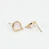Real 18K Gold Plated Tone Brass Glass Stud Earring Findings X-GLAA-J023-06G-2