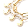 Moon Brass Glass Beads Cable Chain Bracelets BJEW-L696-017G-2