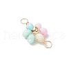 Dyed Natural Freshwater Shell Copper Wire Wrapped Rainbow Color Flower Connector Charms PALLOY-JF03768-02-4