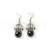 Leaf with Flat Round Alloy Rhinestone Dangle Earrings FS-WG8EEAF-02-2