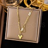 304 Stainless Steel Heart Pendant Necklaces for Women NJEW-Q028-05G-1
