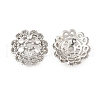 Flower Brass Micro Pave Clear Cubic Zirconia Bead Caps KK-V008-33P-1