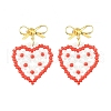 Heart Handmade Glass Seed Beads Dangle Stud Earrings EJEW-MZ00369-01-2