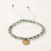 Bohemian Style Natural Peridot Cube Braided Bead Bracelet YV1392-7-1
