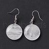 Natural Quartz Crystal Flat Round Dangle Earrings EJEW-D188-03P-02-3