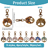 36Pcs 9 Styles Flat Round with Tree of Life Natural Gemstone Chips Pendant Decorations HJEW-FH00052-2
