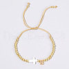Brass Round Bead Braided Bead Bracelets VB3830-2-1