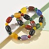 Natural Agate Bead Stretch Bracelets G-P570-01E-2