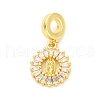 Brass Clear Cubic Zirconia European Dangle Pendants KK-D325-28G-08-1