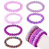 6Pcs 6 Styles 8mm Glass Round Beaded Stretch Bracelet Sets BJEW-TAC0022-9