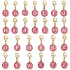 26Pcs 26 Styles Flat Round with Letter A`Z Alloy Enamel Pendant Decoration HJEW-JM02404-1