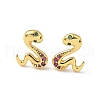 Snake Brass Micro Pave Cubic Zirconin Stud Earrings EJEW-D318-11G-4