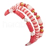 3Pcs 3 Style Polymer Clay Heishi Surfer Stretch Bracelets Set BJEW-TA00317-3