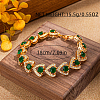 Vintage Brass Micro Pave Clear Cubic Zirconia Heart Link Chain Bracelets for Women DG2724-2