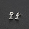 Brass Micro Pave Clear Cubic Zirconia Stud Earrings FS-WGC2F12-09-1