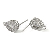 Teardrop Brass Micro Pave Clear Cubic Zirconia Stud Earring Findings KK-C107-13P-2