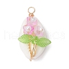 Natural Cowrie Shell Copper Wire Wrapped Flower Pendants PALLOY-JF03833-3
