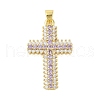 Rack Plating Brass Micro Pave Cubic Zirconia Pendants KK-S380-39A-G-1