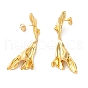 Twist Brass Dangle Stud Earrings EJEW-G382-16G-1
