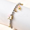 Brass Enamel Round Beads Charm Bracelets for Women BJEW-D317-11A-PG-3