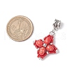 Dyed Synthetic Imperial Jasper & Glass Seed Beaded Star European Dangle Charms PALLOY-MZ00693-06-2