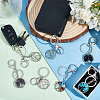 10Pcs 10 Styles Flat Round with Tree of Life Gemstone Chip Keychians KEYC-UN00002-2