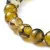 Natural Dragon Veins Agate Round Beaded Stretch Bracelet BJEW-JB08645-4