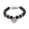 Matte Round Synthetic Black Stone Beaded Bracelet BJEW-JB06963-2