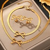 Bowknot 304 Stainless Steel Pendant Necklaces & Charms Bracelets & Stud Earrings Sets SJEW-Z003-03G-2