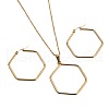 Hexagon 316L Surgical Stainless Steel Pendant Necklaces & Hoop Earrings Sets FS-WG7378B-01-5