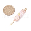3Pcs 3 Styles Electroplated Natural Quartz Crystal Pointed Copper Wire Wrapped Pendants PALLOY-JF03766-05-2