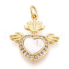 Brass Micro Pave Clear Cubic Zirconia Pendants KK-N268-18G-1