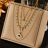 304 Stainless Steel & Synthetic Turquoise Pendant Multi Layered Necklaces for Women FS-WG34384-04-1