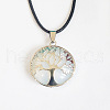Alloy Pave Natural Quartz Crystal Tree of Life Pendant Necklaces KW6501-1-1
