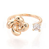 Windmill Brass Micro Pave Clear Cubic Zirconia Cuff Ring Settings KK-T076-36-2