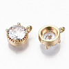 Brass Glass Rhinestone Charms GLAA-S179-32-RS-3