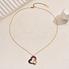 Stainless Steel Pave Cubic Zirconia Heart with Ring Pendant Necklaces for Women Daily Wear EU2740-5