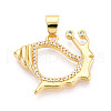Brass Micro Pave Clear Cubic Zirconia Pendants KK-N268-56G-1