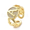 Brass Micro Pave Clear Cubic Zirconia Ooen Cuff Rings for Women RJEW-K289-02G-6