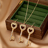 Heart Key Alloy Crystal Rhinestone Pendant Necklaces & Dangle Earrings Sets FS-WGEF036-01-4