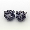 Brass Micro Pave Cubic Zirconia Leopard Beads ZIRC-L007-41-2
